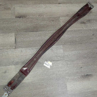Narrow Padded Leather & Nylon Girth, els *vgc, creases, hollowspots, stains, residue
