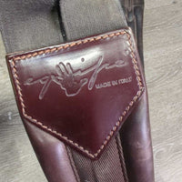 Narrow Padded Leather & Nylon Girth, els *vgc, creases, hollowspots, stains, residue
