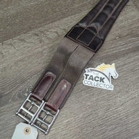 Narrow Padded Leather & Nylon Girth, els *vgc, creases, hollowspots, stains, residue
