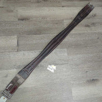 Narrow Padded Leather & Nylon Girth, els *vgc, creases, hollowspots, stains, residue
