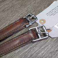 Pr Thick Nylon Lined Narrow Stirrup Leathers *gc, clean, rubs, stains, scrapes, rubs, faded, pulled stitching
