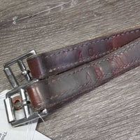 Pr Thick Nylon Lined Narrow Stirrup Leathers *gc, clean, rubs, stains, scrapes, rubs, faded, pulled stitching
