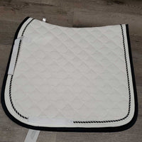 Quilt Dressage Saddle Pad, 1x piping *vgc, clean, mnr pills, stains, hair, threads
