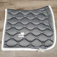 Quilted Satin Dressage Pad, 2x piping *vgc, clean, pilly, mnr rubs, puckers, dingy underside, bubbles
