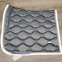 Quilted Satin Dressage Pad, 2x piping *vgc, clean, pilly, mnr rubs, puckers, dingy underside, bubbles
