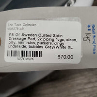 Quilted Satin Dressage Pad, 2x piping *vgc, clean, pilly, mnr rubs, puckers, dingy underside, bubbles
