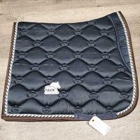 Satin Quilt Dressage Saddle Pad, 2x piping *vgc, clean, mnr hair, snags, rubs, pills

