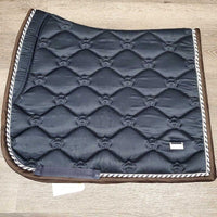 Satin Quilt Dressage Saddle Pad, 2x piping *vgc, clean, mnr hair, snags, rubs, pills
