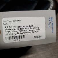 Satin Quilt Dressage Saddle Pad, 2x piping *vgc, clean, mnr hair, snags, rubs, pills
