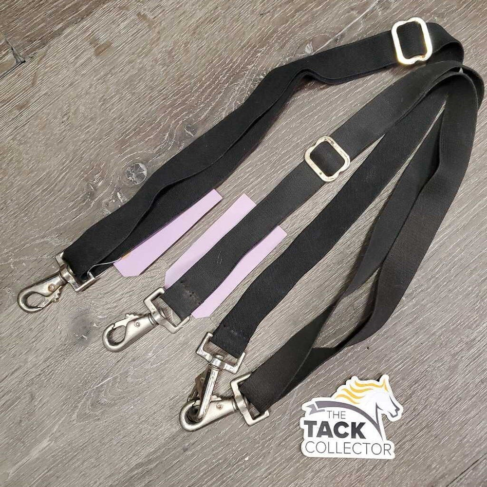 2 Elastic Leg Straps, snaps *gc, mnr rust & dirty?stains, faded, stretched