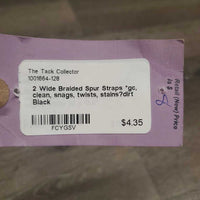 2 Wide Braided Spur Straps *gc, clean, snags, twists, stains?dirt