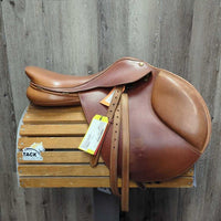 17.5" *Adj Med *Black Gullet In Bates Caprilli Close Contact, 2 Billet Guards, 2 Front Velcro Blocks, 2 Bates Stirrup Leathers, Black Shedrow Cover, CAIR Panels, Rear Gusset Panels, Flaps: 14.25"L x 13.5"W Serial #: V0603418-43
