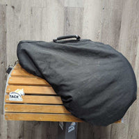 17.5" *Adj Med *Black Gullet In Bates Caprilli Close Contact, 2 Billet Guards, 2 Front Velcro Blocks, 2 Bates Stirrup Leathers, Black Shedrow Cover, CAIR Panels, Rear Gusset Panels, Flaps: 14.25"L x 13.5"W Serial #: V0603418-43
