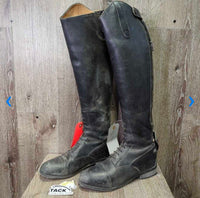 Field Boots, Zips, Gold Forms *gc/fair, v.rubbed, faded, scratched & scuffed, PEELING Soles, older
