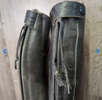 Field Boots, Zips, Gold Forms *gc/fair, v.rubbed, faded, scratched & scuffed, PEELING Soles, older
