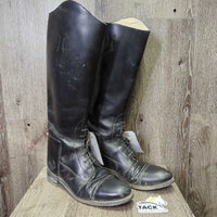 Hvy Leather Field Boots, Pull On *gc, creases, mnr dirt, scratches & scuffs, older
