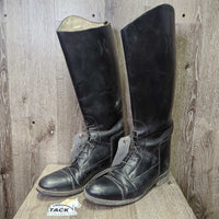 Hvy Leather Field Boots, Pull On *gc, creases, mnr dirt, scratches & scuffs, older
