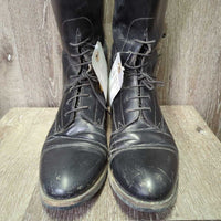 Hvy Leather Field Boots, Pull On *gc, creases, mnr dirt, scratches & scuffs, older

