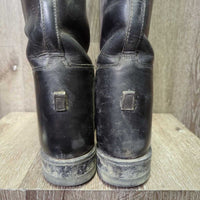 Hvy Leather Field Boots, Pull On *gc, creases, mnr dirt, scratches & scuffs, older
