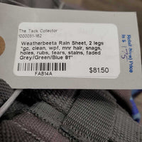 Rain Sheet, 2 legs *gc, clean, wpf, mnr hair, snags, holes, rubs, tears, stains, faded
