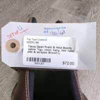 Open Front & Hind Boots, velcro *vgc, clean, hairy, mnr rubs, pills & scrapes
