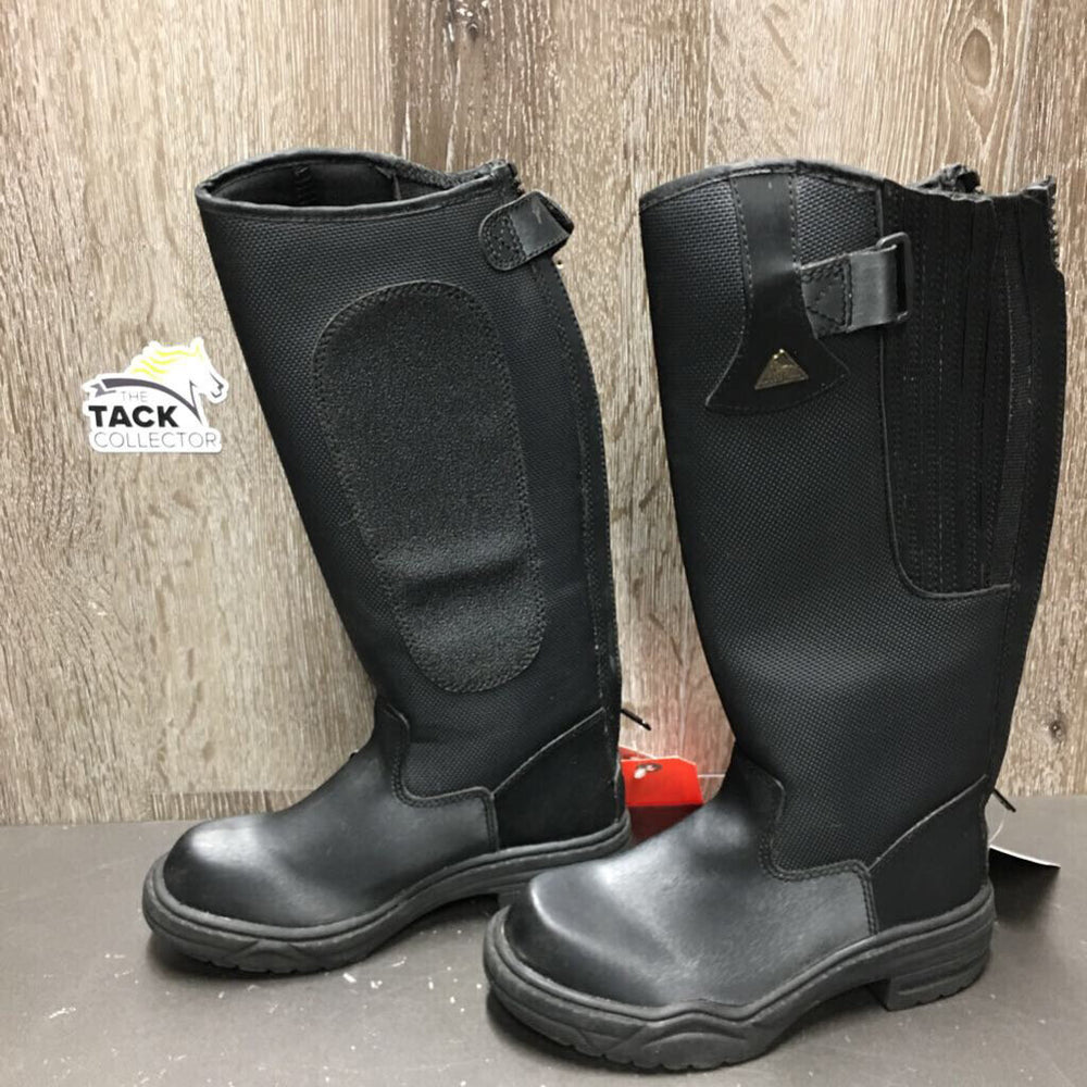 JUNIORS Tall Winter Riding Boots, zips *vgc/xc, clean mnr scuffs, dirt