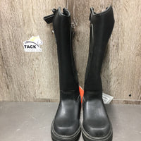 JUNIORS Tall Winter Riding Boots, zips *vgc/xc, clean mnr scuffs, dirt
