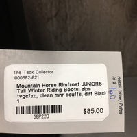 JUNIORS Tall Winter Riding Boots, zips *vgc/xc, clean mnr scuffs, dirt
