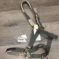 Nylon Halter, fleece crown, nose, adj, snap *gc, older, stains, threads, pilly, frays, hair
