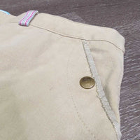 Hvy Euroseat Breeches *gc, faded, seam puckers, hairy velcro, older, puckered?shrunk, discolored seat & legs
