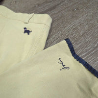 Hvy Euroseat Breeches *gc, faded, seam puckers, hairy velcro, older, puckered?shrunk, discolored seat & legs
