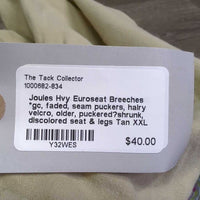 Hvy Euroseat Breeches *gc, faded, seam puckers, hairy velcro, older, puckered?shrunk, discolored seat & legs
