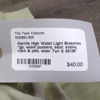 High Waist Light Breeches *gc, seam puckers, seat: stains, rubs & pills, older
