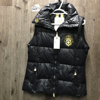 High Collar Hvy Puffy Vest, Zipper *xc, mnr dusty & hairy shoulder cuffs
