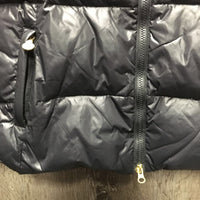 High Collar Hvy Puffy Vest, Zipper *xc, mnr dusty & hairy shoulder cuffs
