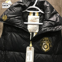 High Collar Hvy Puffy Vest, Zipper *xc, mnr dusty & hairy shoulder cuffs