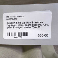 Side Zip Hvy Breeches *gc/vgc, older, seam puckers, rubs, pills & frayed ankles
