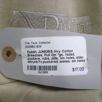 JUNIORS Hvy Cotton Breeches, Pull On *gc, faded, puckers, rubs, pills, sm holes, older, shrunk?v.puckered ankles, sm holes & stains
