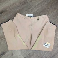 Hvy Cotton Breeches *gc, older, pills, stretched & holey knees, hairy velcro
