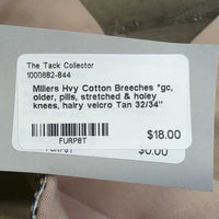 Hvy Cotton Breeches *gc, older, pills, stretched & holey knees, hairy velcro
