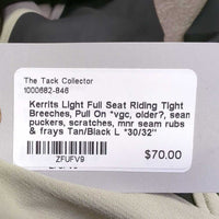 Light Full Seat Riding Tight Breeches, Pull On *vgc, older?, seam puckers, scratches, mnr seam rubs & frays
