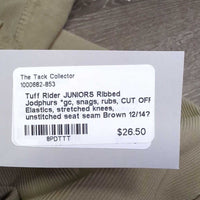 JUNIORS Ribbed Jodphurs *gc, snags, rubs, CUT OFF Elastics, stretched knees, unstitched seat seam
