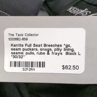 Full Seat Breeches *gc, seam puckers, snags, pilly lining, seams: pulls, rubs & frays
