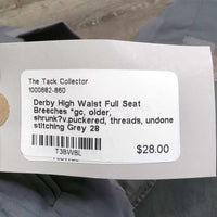 High Waist Full Seat Breeches *gc, older, shrunk?v.puckered, threads, undone stitching
