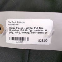 Fleece - Winter Full Seat Breeches, Pull On *gc, v.rubbed & pilly, hairy, clumpy, older
