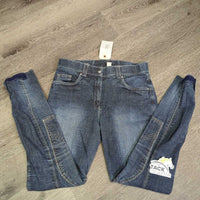 Denim Euroseat Breeches *gc, mnr undone stitching, faded, seam puckers, rubs, older
