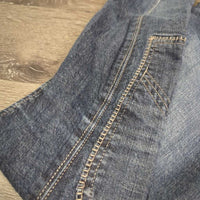 Denim Euroseat Breeches *gc, mnr undone stitching, faded, seam puckers, rubs, older
