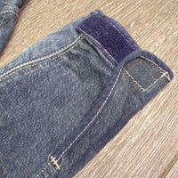 Denim Euroseat Breeches *gc, mnr undone stitching, faded, seam puckers, rubs, older
