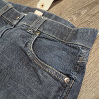 Denim Euroseat Breeches *gc, mnr undone stitching, faded, seam puckers, rubs, older
