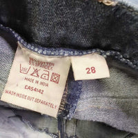 Denim Euroseat Breeches *gc, mnr undone stitching, faded, seam puckers, rubs, older
